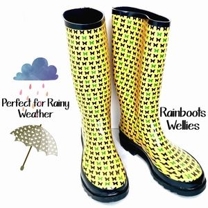 143 Girl Yellow Rain Boots Wellies Wm size 11